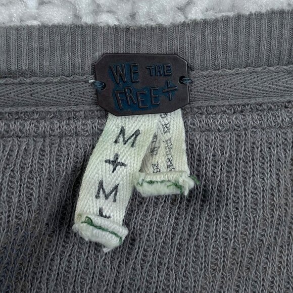 Free People Thermal Rainbow Stitched Henley Top Grey - Picture 5 of 13